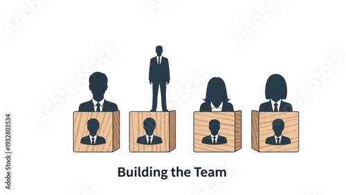 Leadership Team Building Illustration Featuring People in Business Attire