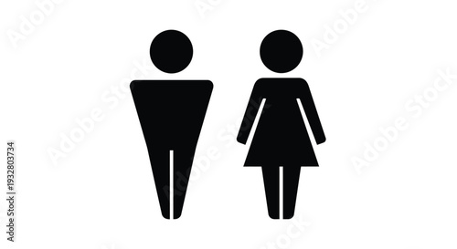 Vector graphic illustration depicting gender symbols for public restrooms or identification, showcasing minimalist male and female figures in a clean design.
