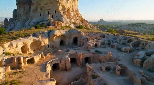Cappadocia Ancient Cave Dwellings Rock Formations Fairy Chimneys Sunset 4K HD Ultra Video