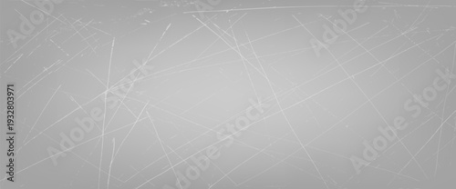 Metallic background with old scratches texture. Grey grunge backdrop with worn tear effect. Background as ice rink, glass or paper with dust and sharp chaotic and random scratch. Vector gritty texture