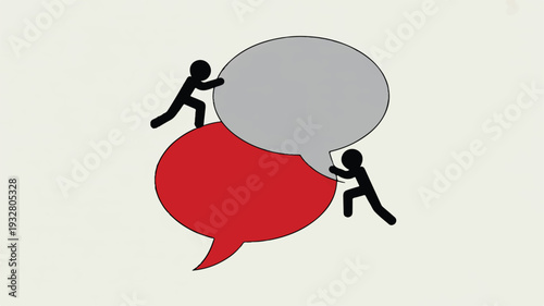 A minimalist illustration of two stick figure silhouettes climbing opposite sides of a large speech bubble (1)_traced