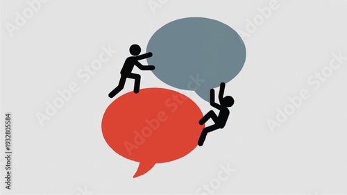 A minimalist illustration of two stick figure silhouettes climbing opposite sides of a large speech bubble (3)_traced