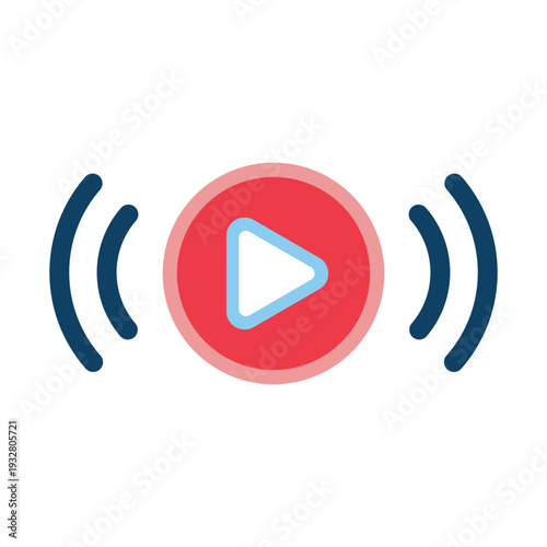 Live Stream Play Button Icon Broadcasting Signal