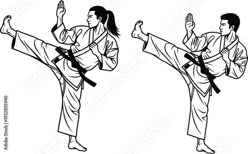 Female Athlete Pole Vault Silhouette Vector Set Performing High Jump Over Bar Track and Field Sports Competition Icons Isolated on White