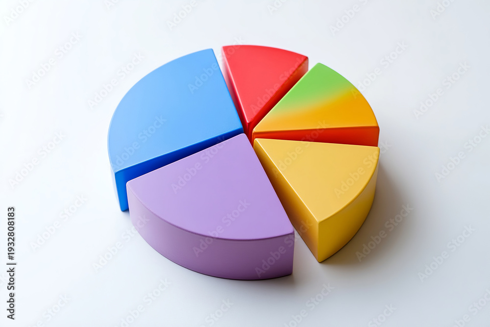 Fototapeta premium Diversity & Allocation: this image highlights themes of diversity and resource allocation, portraying various components or shares with equal importance and clear representation.