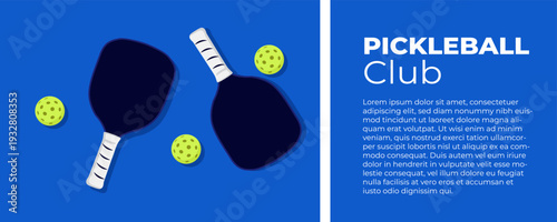 Pickleball paddles and balls for club header banner