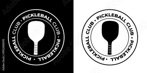 Pickleball club logo branding using paddle symbol