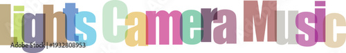 Colorful Overlapping Lights Camera Music Text Graphic