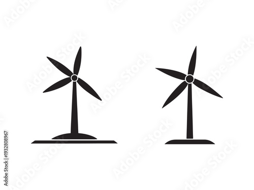 Two wind turbines generating clean energy  renewable power  sustainable electricity  eco friendly  alternative energy source  wind power  green energy  turbine icons