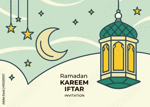 A serene illustration of an open book with a crescent moon and a mosque isolated on transparent background, isolated on white background, Vector
