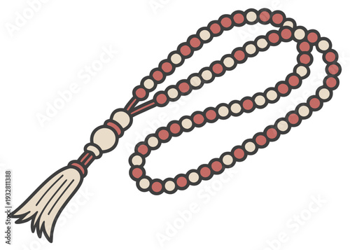 A beautifully crafted beaded necklace with a tassel hanging from the clasp isolated on transparent background, isolated on white background, Vector
