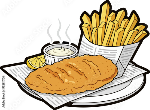 Fish and Chip with Cheese Dip