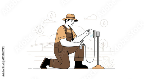 Farmer Using Smart Technology for Agriculture Irrigation System