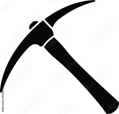 Mining pickaxe tool silhouette isolated on white background, classic excavation and geology hand tool icon for construction industry, labor work concept, vector illustration use