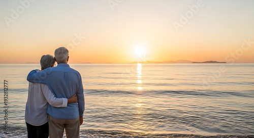 Retirement Lifestyle Scene by the Sea at Golden Hour
