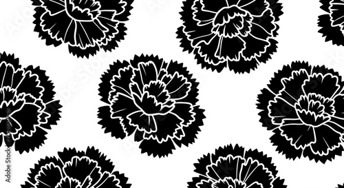 Black and white carnation flower designs.