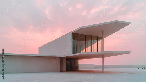 Wallpaper Mural Building modern minimalist with white exterior and glass facade featuring architecture, contemporary, design with structure and house elements for Torontodigital.ca