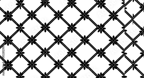 Black chain link fence closeup detail.