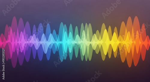 Vibrant rainbow sound wave graphic with colorful waveform on dark background representing audio and music technology