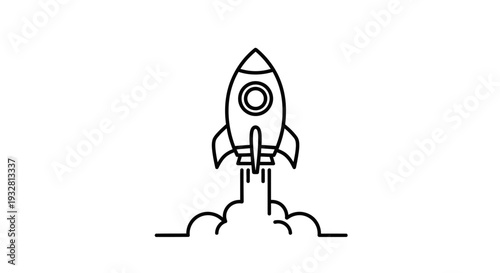 Rocket Ship Launching into Space.