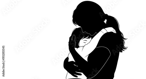 Woman holding baby in her arms.