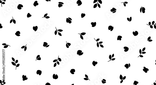 Quadro su tela Black leaves on white background.