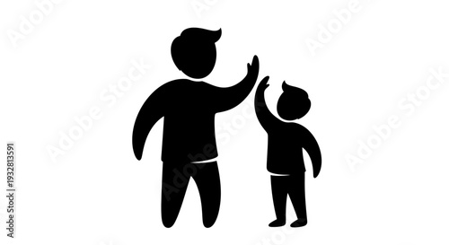 Silhouette of adult and child.