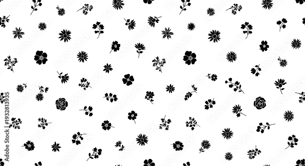 Obraz premium Black snowflakes on white background.