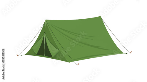A simple 2D illustration of a green camping tent with a triangular A-frame design (4)_traced