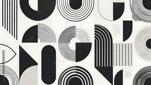 Wallpaper Mural Shapes geometric collection with black and white abstract forms featuring patterns, designs, elements with modern and minimalist elements for Torontodigital.ca