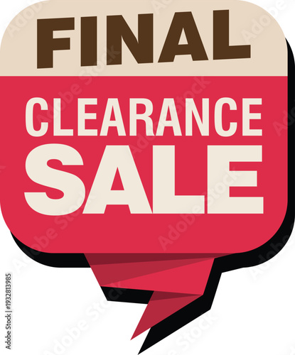 Final clearance sale sign with red and beige colors