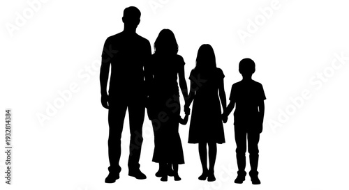 Silhouette of a family standing together.