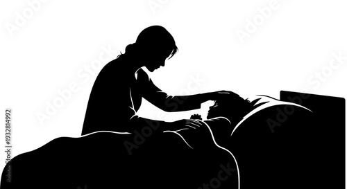 Silhouette of woman getting massage therapy.