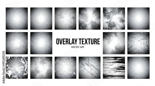 Collection of various overlay texture effects for creative design and artistic projects isolated on white background