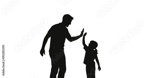 Man and child high five gesture.