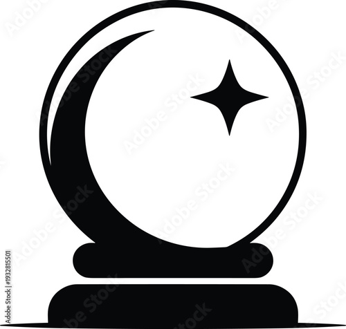 Crystal ball fortune telling icon isolated on white background, mystical prediction symbol for astrology, magic, future insight, divination concept, vector illustration design