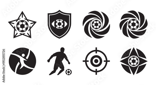 Set of 8 Soccer Football Icons Vector