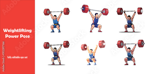 Powerful Weightlifter Lifting Barbell Vector Illustration