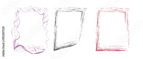 hand drawn watercolor brush strokes. Brush line border Collection trendy frames with wavy lines. Modern whimsical borders for wedding invitations, birthday card, lunch menus. Vector illustration.