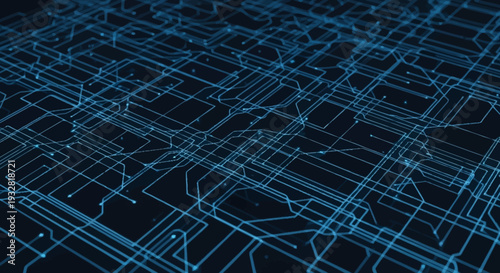 Blue Grid Network Map Design Element.