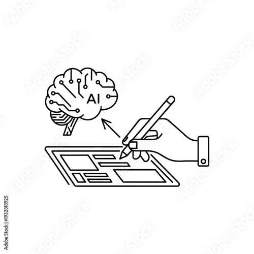 Hand holding stylus drawing on tablet.