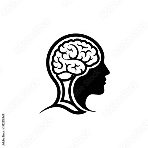 Human Head Brain Profile Silhouette.