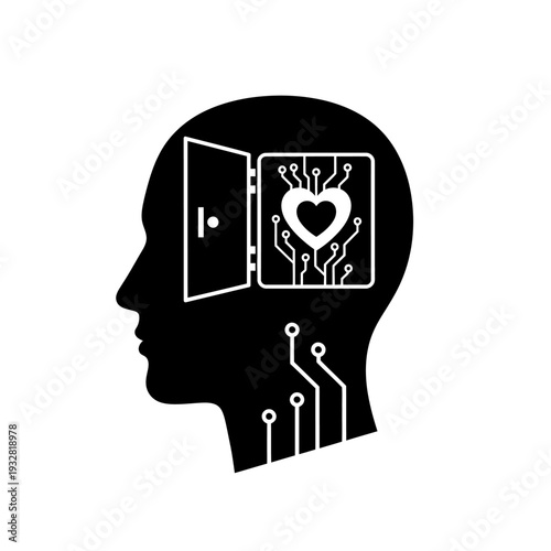 Human Head with Heart Circuit Brain.