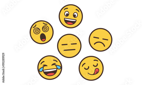 Emoji faces set showing diverse emotions for digital communication