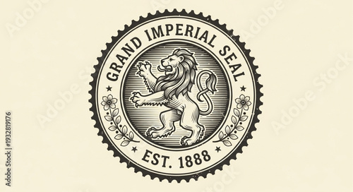 Grand Imperial Seal with Lion Crest and Decorative Elements.