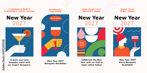 New Year 2027 Event Services – Corporate Party Planning, Banquet Menus, Cocktails & Table Bookings