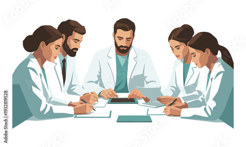 Set of Male Golfers Posing and Playing Golf with Club Bag Illustration