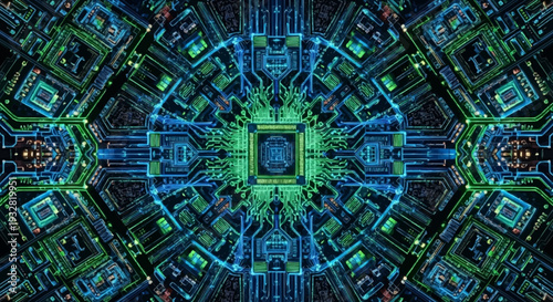 Central Microchip Circuit Board Design.