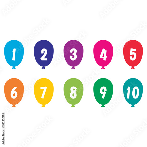 Colorful Balloons With Numbers 1-10