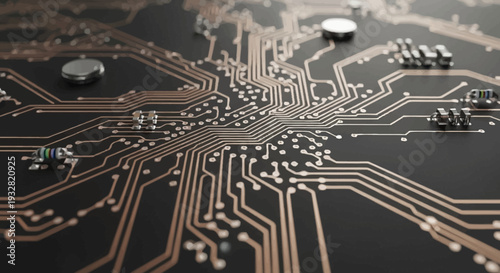 Close-up of Electronic Circuit Board Details.